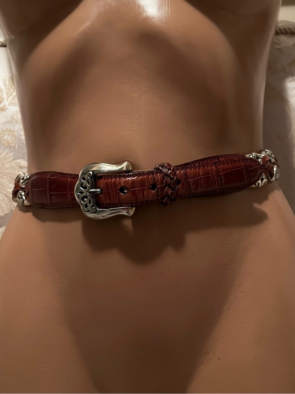Brighton medium brown belt with silver decorative embellishments
